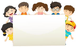 Board template with happy children vector