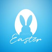 Vector feliz ilustración de vacaciones de Pascua con orejas de conejo en huevo de corte