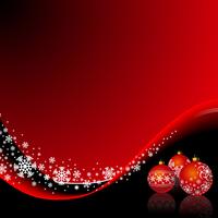 Ilustración de Navidad con bola roja y copos de nieve vector