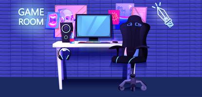 Workplace cyber sportsman gamer vector