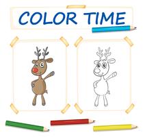 Coloring template with reindeer standing vector