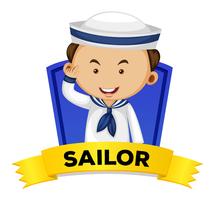 Occupation wordcard with sailor vector