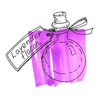 Flask with lavender essence vector