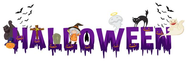 Diseño de fuente para la palabra halloween vector