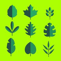 Flat Green Leaves Clipart Set Vector