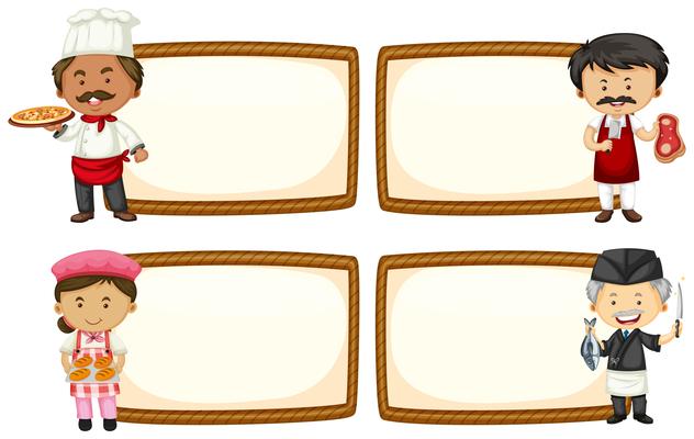 Frame template with chef and baker