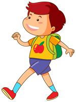 Boy with green backpack walking vector