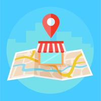 Local seo banner, Map and shop in realistic view. flat illustration vector