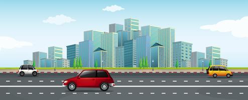 Driving a Car in Big City vector