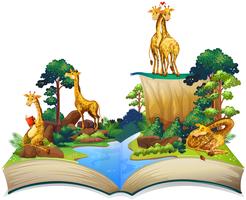 Book of giraffes living by the river vector