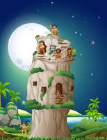 Cave people living in the stone house vector