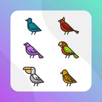 Flat Colorful Bird Vector Clipart Collection