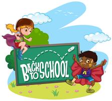 Kids and back to school sign vector