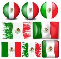 Mexico flag in many design vector