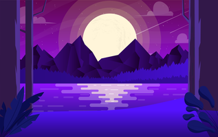 Vector ilustración paisaje púrpura