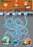Game template with construction workers and tools vector