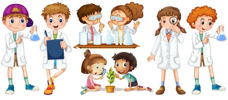 Boys and girls in science gown vector