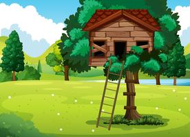 Old treehouse in the park vector