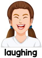 Young girl laughing facial expression vector