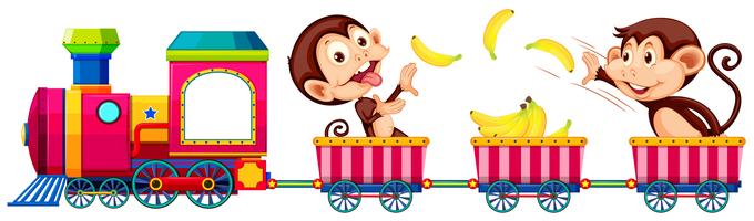 Playful monkey on the train vector