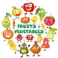 Fruits and vegetables with faces vector