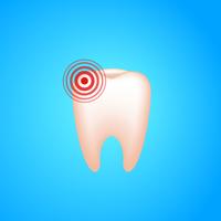 Toothache. A tooth with dental caries and pain. Vector realistic illustration