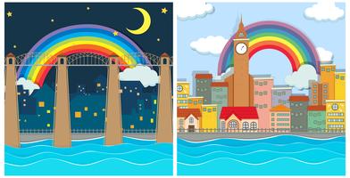 A Beautiful Modern City Day and Night vector