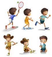 Boys with different activities vector