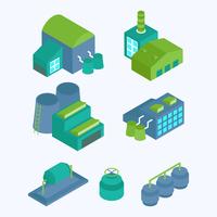 isometric industrial buildings set vector