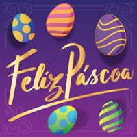 Feliz Pascoa Lettering Greeting Card Design vector