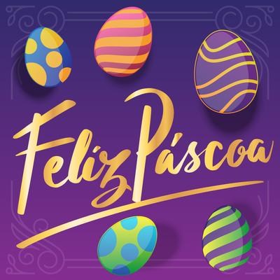 Feliz Pascoa Lettering Greeting Card Design
