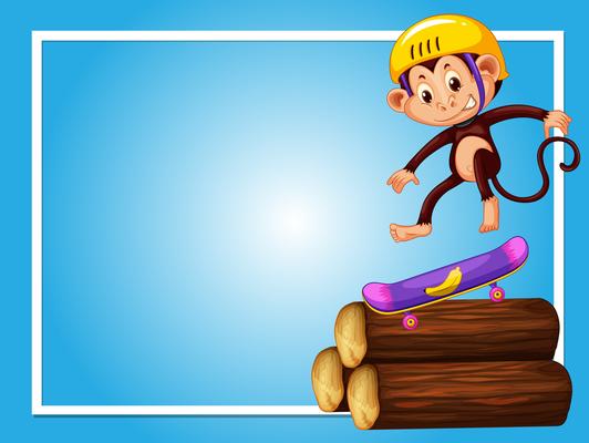 Frame design with monkey on skateboard