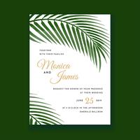 Palm Leaves  Water Color Wedding Invitation Card vector