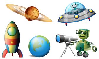 Spaceships and robots vector