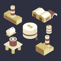 isometric industrial buildings set vector