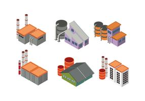 Conjunto de edificios urbanos e industriales en el isométrico. vector