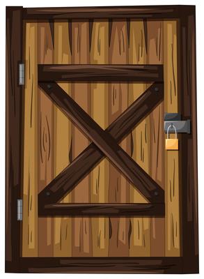 Wooden door with one padlock