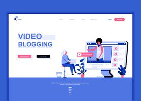 Concepto de plantilla de diseño de página web plana moderna de Video Blogging vector