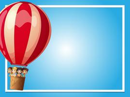 Border template with kids in red balloon vector
