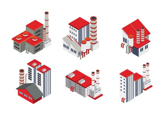 Modern Isometric Industrial Factory and Warehouse Logistic Building
