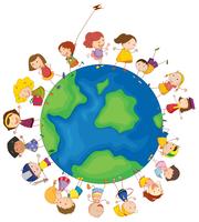 Kids around the globe vector