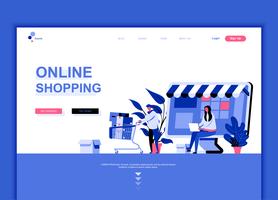 Concepto de plantilla de diseño de página web plana moderna de compras en línea vector