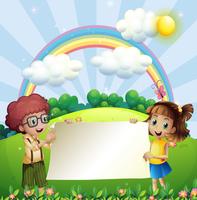 Paper design with boy and girl in the park vector