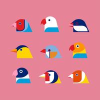 Small Bird Head Clipart Set Vector