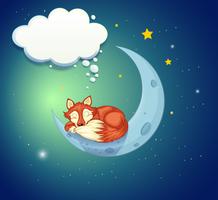 A fox sleeping above the moon