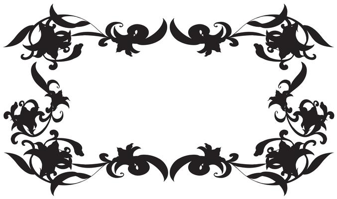 Frame template with silhouette flowers