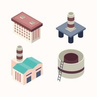 isometric industrial buildings set vector