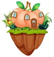 Peach house on the cliff vector