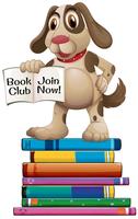 Dog and books vector