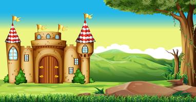 Castle towers in the field vector